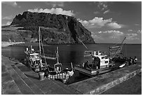 Fishing boats, Seongsang Ilchulbong. Jeju Island, South Korea ( black and white)