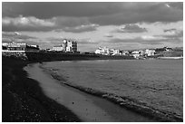 Black sand beach, Seongsang Ilchulbong. Jeju Island, South Korea (black and white)