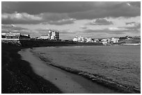 Black sand beach, Seongsang Ilchulbong. Jeju Island, South Korea ( black and white)