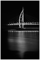 Suspension bridge at night, Seogwipo-si. Jeju Island, South Korea (black and white)