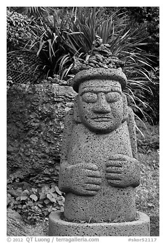 Dol Harubang statue, Seogwipo. Jeju Island, South Korea (black and white)