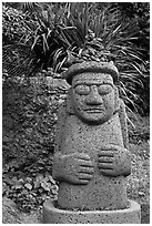 Dol Harubang statue, Seogwipo. Jeju Island, South Korea (black and white)