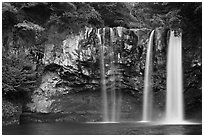 Cheongjiyeon Pokpo waterfall, Seogwipo. Jeju Island, South Korea (black and white)