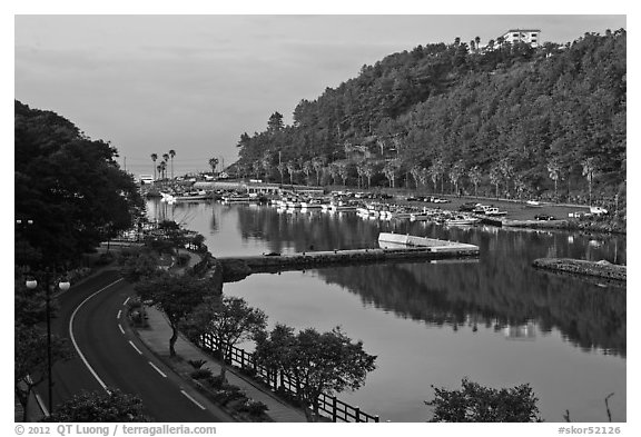Harbor, Seogwipo-si. Jeju Island, South Korea (black and white)