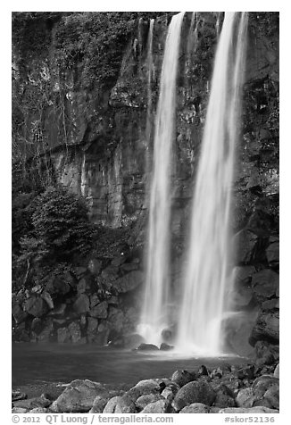 Jeongbang Pokpo Falls, Seogwipo. Jeju Island, South Korea (black and white)