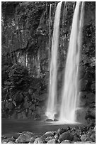 Jeongbang Pokpo Falls, Seogwipo. Jeju Island, South Korea (black and white)