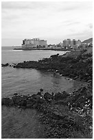 Yongduam Rock (Dragon Head) Jeju city. Jeju Island, South Korea ( black and white)