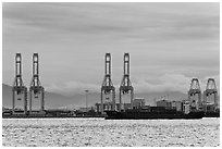 Port and container ship. George Town, Penang, Malaysia ( black and white)