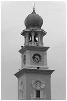 Victoria memorial clock tower. George Town, Penang, Malaysia (black and white)