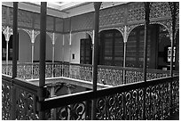 Inside courtyard veranda, Cheong Fatt Tze Mansion. George Town, Penang, Malaysia (black and white)