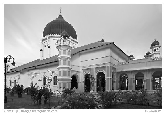 Masjid Kapitan Keling mosque. George Town, Penang, Malaysia (black and white)