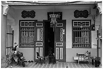 Townhouse entrance. George Town, Penang, Malaysia ( black and white)