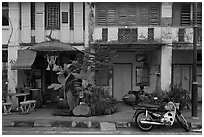 Old townhouse facades. George Town, Penang, Malaysia (black and white)