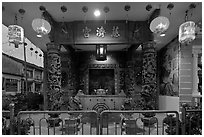 Chinese temple at dusk. George Town, Penang, Malaysia (black and white)