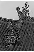 Roof detail, Kuan Yin Teng Chinese temple. George Town, Penang, Malaysia ( black and white)