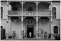 Facade, Pinang Peranakan Mansion. George Town, Penang, Malaysia (black and white)