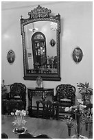 Mirror, Pinang Peranakan Mansion. George Town, Penang, Malaysia ( black and white)
