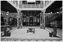 Courtyard of wealthy Baba-Nonya straits mansion. George Town, Penang, Malaysia (black and white)