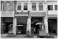 Chinatown shophouses. George Town, Penang, Malaysia ( black and white)