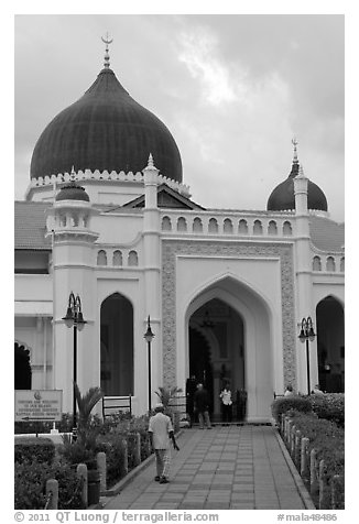 Front entrance, Masjid Kapitan Keling. George Town, Penang, Malaysia (black and white)