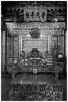 Altar, Dragon Mountain Hall (Khoo Kongsi). George Town, Penang, Malaysia (black and white)