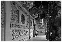 Stone carvings outside Dragon Mountain Hall (Khoo clanhouse). George Town, Penang, Malaysia ( black and white)