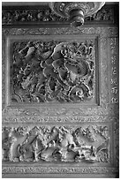 Stone carving detail, Khoo Kongsi. George Town, Penang, Malaysia ( black and white)