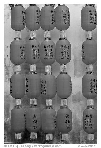 Red lanterns, Hock Tik Cheng Sin Temple. George Town, Penang, Malaysia