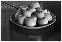 Fruit offering,  Hock Tik Cheng Sin Temple. George Town, Penang, Malaysia ( black and white)