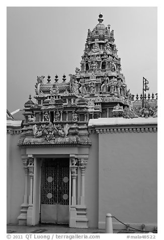 South Indian Sri Mariamman Temple. George Town, Penang, Malaysia (black and white)