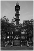 Mosque at dawn, Little India. Kuala Lumpur, Malaysia (black and white)