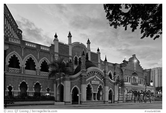 Historic City theater at sunrise. Kuala Lumpur, Malaysia (black and white)