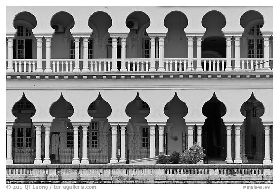 Facade with islamic style arches. Kuala Lumpur, Malaysia