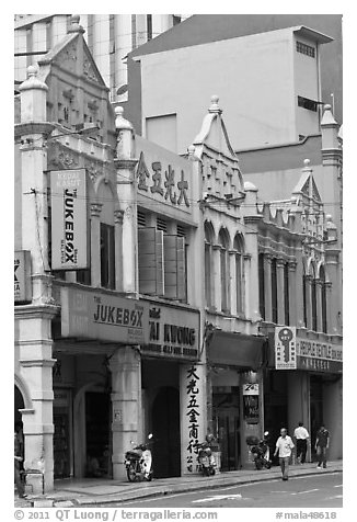 Shophouses, Chinatown. Kuala Lumpur, Malaysia (black and white)