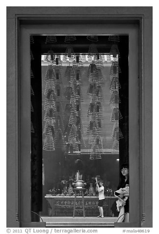 Guandi Temple entrance. Kuala Lumpur, Malaysia (black and white)