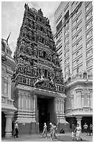 Sri Mahamariamman South Indian Temple. Kuala Lumpur, Malaysia (black and white)