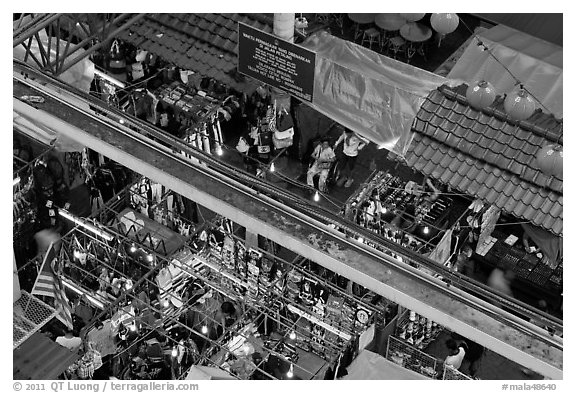 Jalan Petaling market from above. Kuala Lumpur, Malaysia (black and white)