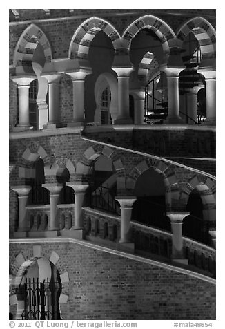 Tower detail, Sultan Abdul Samad Building under changing illumination. Kuala Lumpur, Malaysia