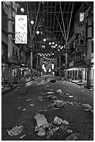 Jalan Petaling street with rubbish from market. Kuala Lumpur, Malaysia ( black and white)