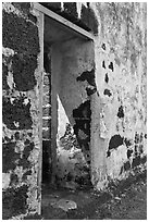 St Paul church walls and gate. Malacca City, Malaysia (black and white)