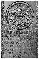 Tombstone of Dutch nobility. Malacca City, Malaysia (black and white)