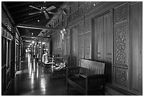 Corridor, sultanate palace. Malacca City, Malaysia (black and white)