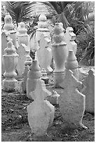 Muslim tombstones, Masjid Kampung Hulu. Malacca City, Malaysia (black and white)