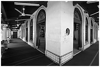 Prayer Hall, Masjid Kampung Hulu. Malacca City, Malaysia (black and white)