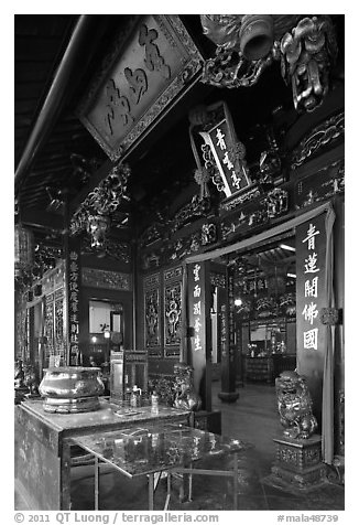 Cheng Hoon Teng traditional Chinese temple. Malacca City, Malaysia (black and white)