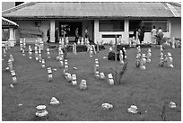 Cemetery and Kampung Kling Mosque. Malacca City, Malaysia (black and white)