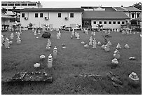 Cemetery of Kampung Kling Mosque. Malacca City, Malaysia ( black and white)