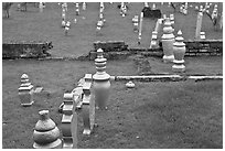 Grave headstones without ornaments, Kampung Kling. Malacca City, Malaysia (black and white)