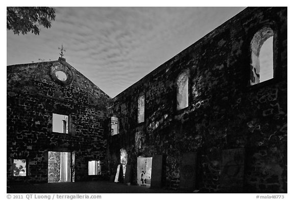 St Paul Church at night. Malacca City, Malaysia