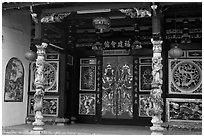 Hokkien Huay Kuam temple gate. Malacca City, Malaysia (black and white)